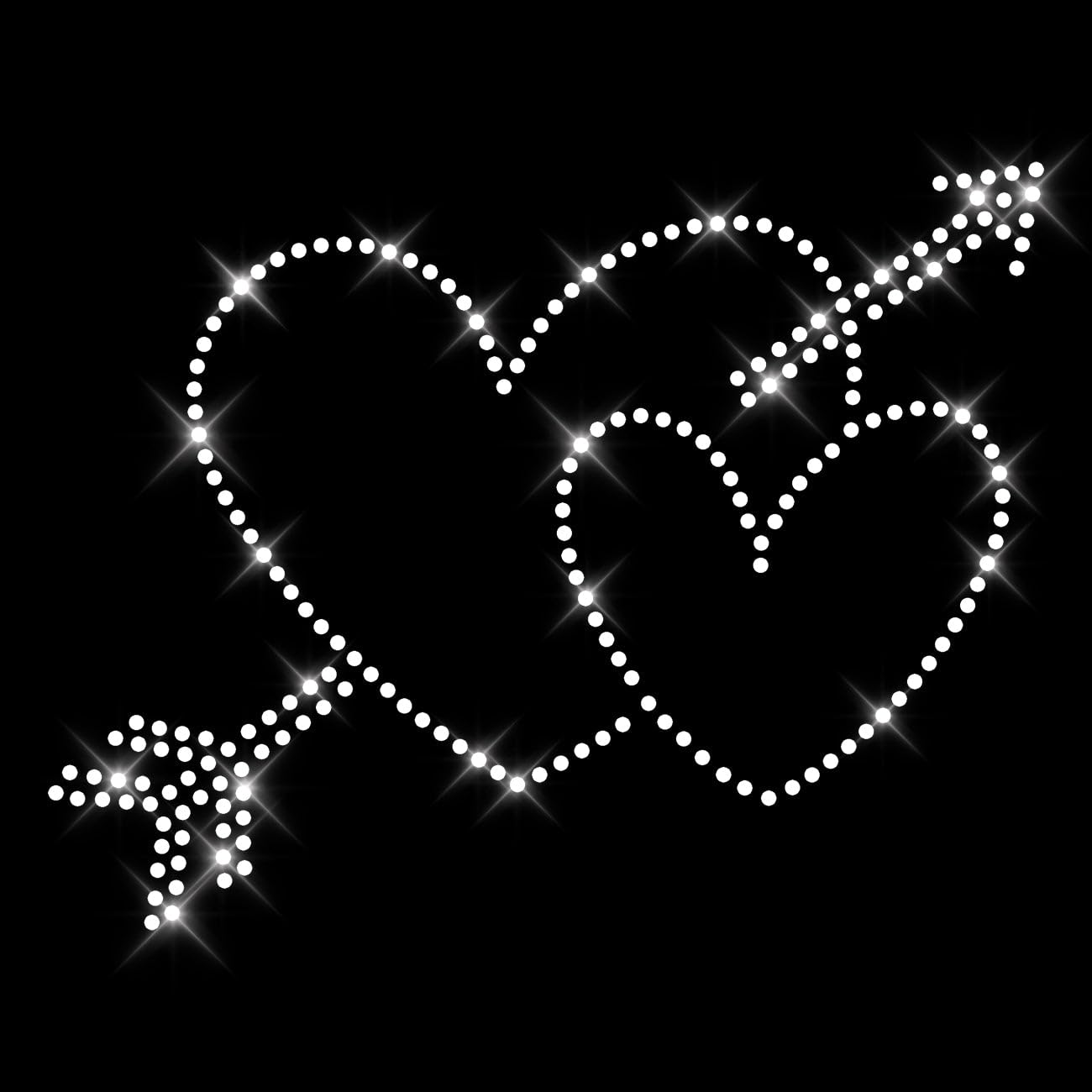 Glitzerdeals Bügelbild Strass Herz mit Pfeil Herzen Strassmotiv zum Aufbügeln Herzen Bügelmotiv Herz Strass Aufbügler Herzen