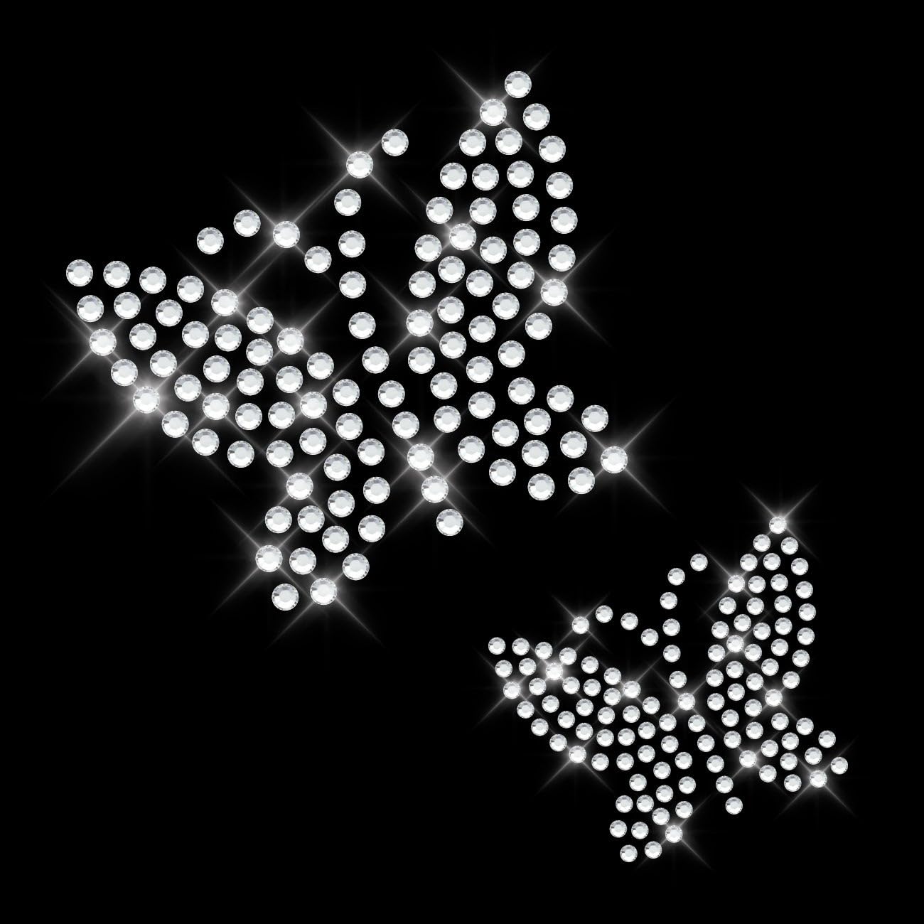 Glitzerdeals Bügelbilder Karneval Strass 2 Schmetterlinge klein kristall Aufbügler für Textilien Schmetterling Bügelmotiv Butterfly Strass Bügelbild Schmetterling