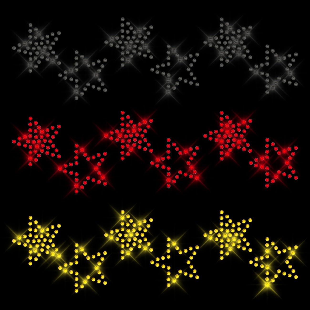 Glitzerdeals Bügelbild Strass Deutschland Sterne Set schwarz rot gold Strassmotiv zum Aufbügeln Fussball Bügelmotiv Soccer Strass Aufbügler Fussball