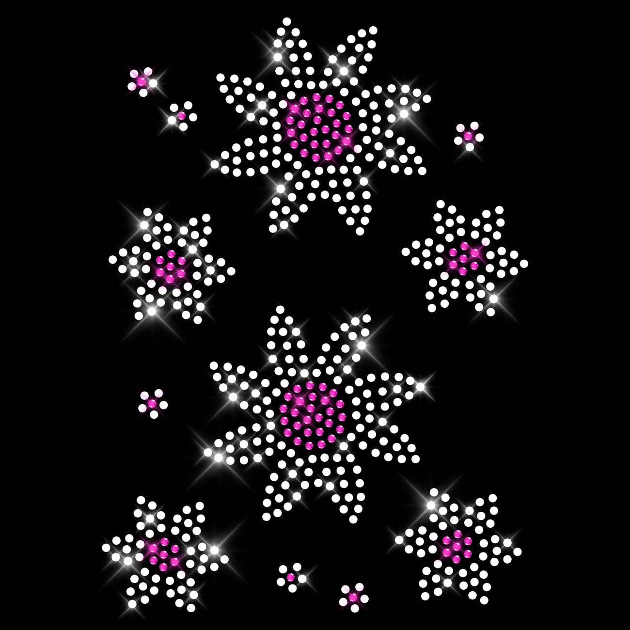 Glitzerdeals Bügelbilder Karneval Strass Blumen im Set kleine Bügelbilder Aufbügler für Textilien Blumen Bügelmotiv Blume Strass Bügelbild Blumen
