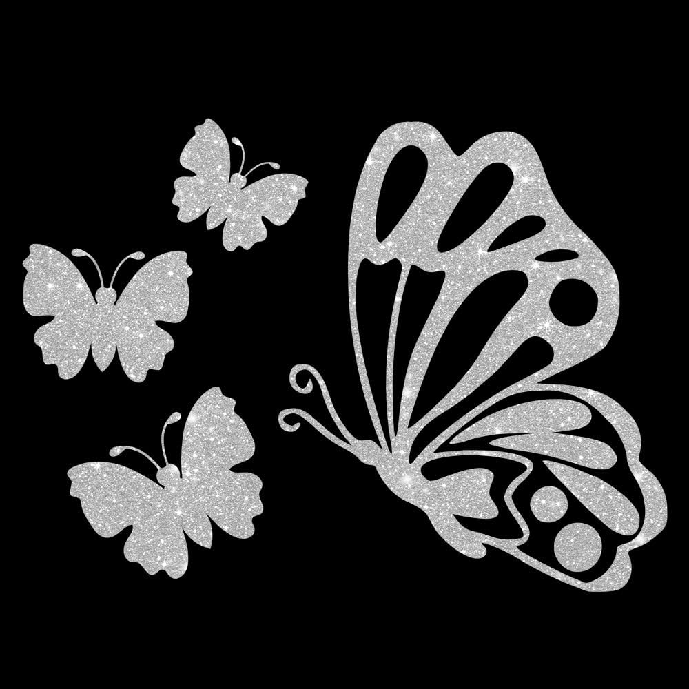 Glitzerdeals Bügelbilder Glitzer Schmetterlinge im Set Aufbügler für Textilien Karneval Kostüm Schmetterling Bügelflicken Schmetterlinge Fasching Patch zum Aufbügeln Schmetterling