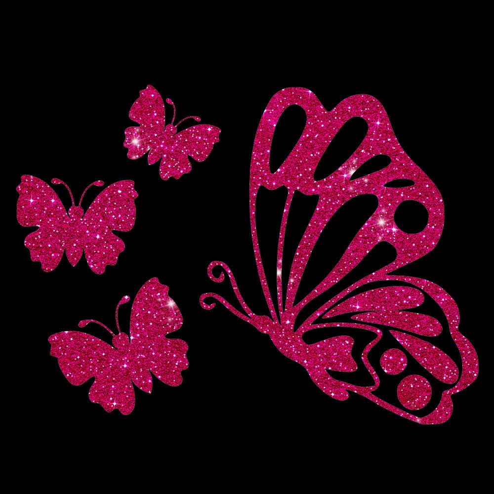Glitzerdeals Bügelbilder Glitzer Schmetterlinge im Set Aufbügler für Textilien Karneval Kostüm Schmetterling Bügelflicken Schmetterlinge Fasching Patch zum Aufbügeln Schmetterling