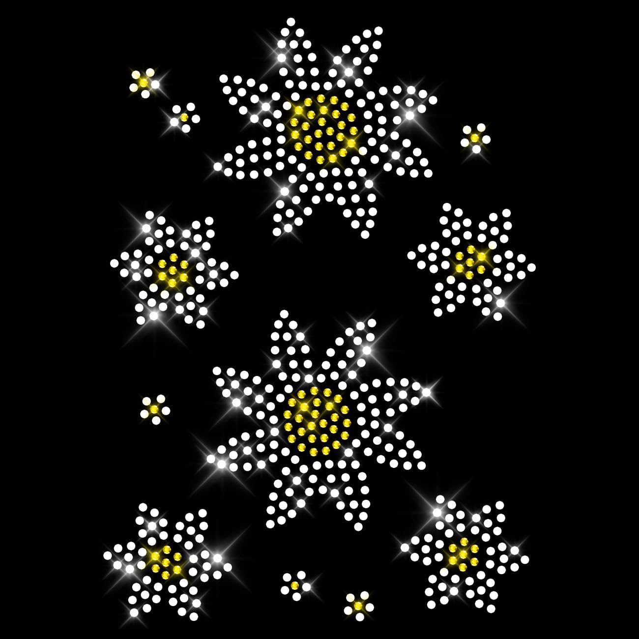 Glitzerdeals Bügelbilder Karneval Strass Blumen im Set kleine Bügelbilder Aufbügler für Textilien Blumen Bügelmotiv Blume Strass Bügelbild Blumen