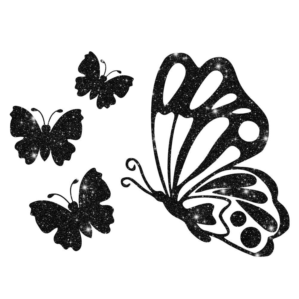Glitzerdeals Bügelbilder Glitzer Schmetterlinge im Set Aufbügler für Textilien Karneval Kostüm Schmetterling Bügelflicken Schmetterlinge Fasching Patch zum Aufbügeln Schmetterling