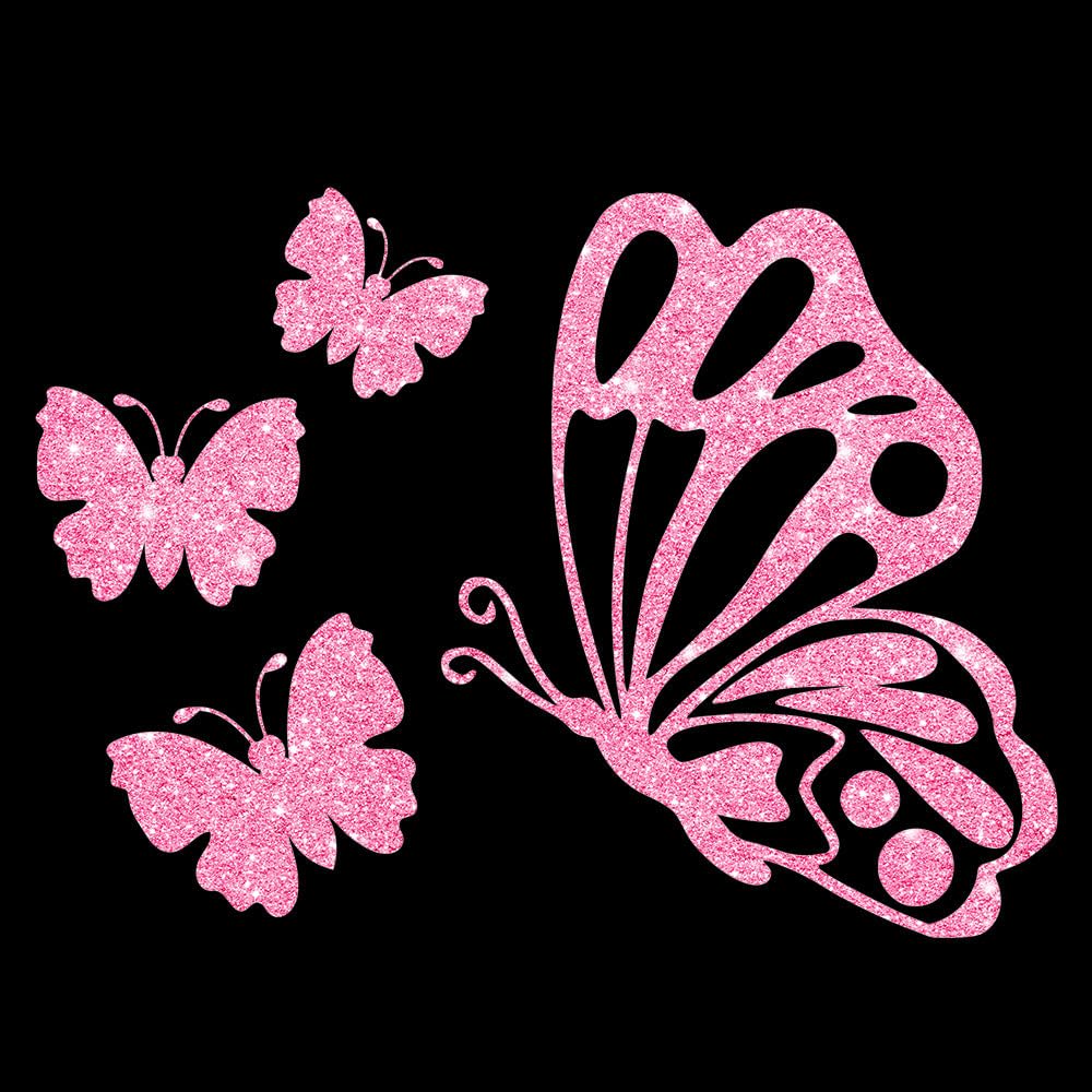 Glitzerdeals Bügelbilder Glitzer Schmetterlinge im Set Aufbügler für Textilien Karneval Kostüm Schmetterling Bügelflicken Schmetterlinge Fasching Patch zum Aufbügeln Schmetterling