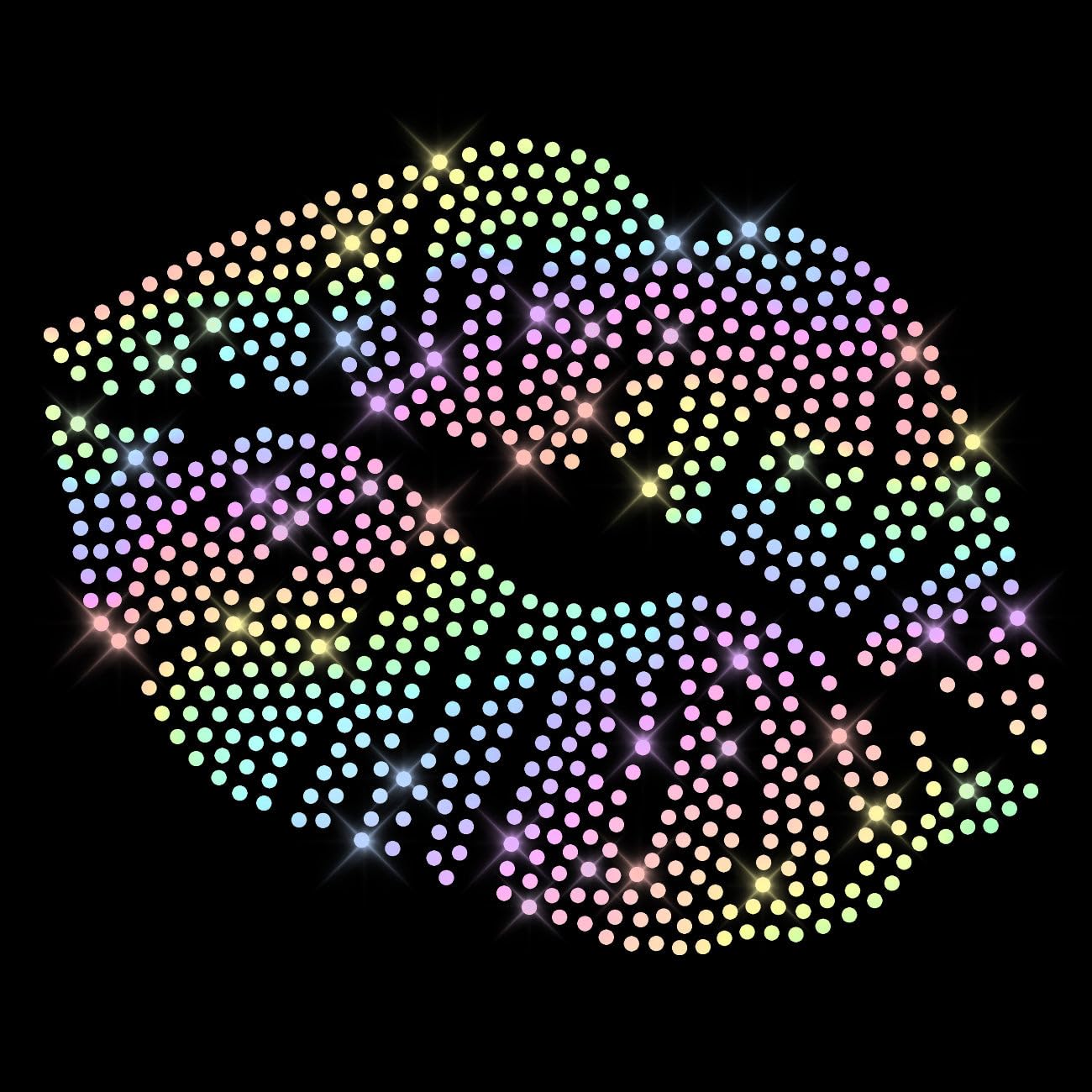 Glitzerdeals Bügelbild für Textilien aus Strass Lippen Kussmund Mund Strassmotiv zum Aufbügeln Bügelmotiv Strass Aufbügler Lippen