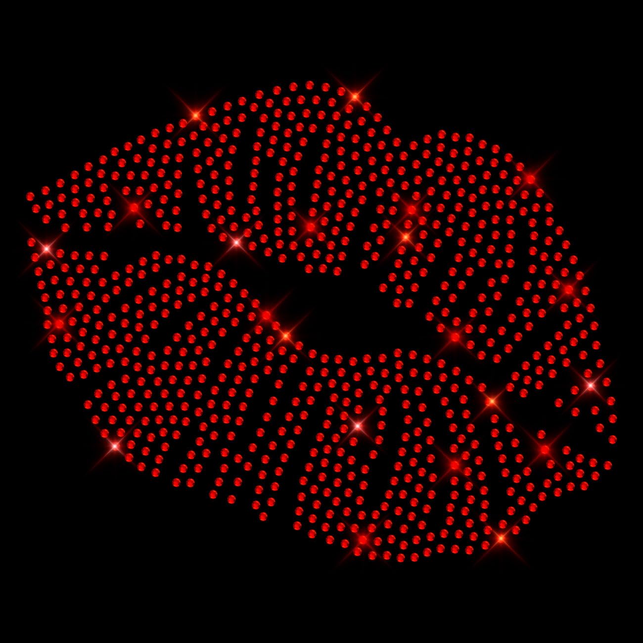 Glitzerdeals Bügelbild für Textilien aus Strass Lippen Kussmund Mund Strassmotiv zum Aufbügeln Bügelmotiv Strass Aufbügler Lippen