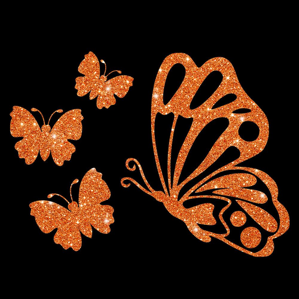 Glitzerdeals Bügelbilder Glitzer Schmetterlinge im Set Aufbügler für Textilien Karneval Kostüm Schmetterling Bügelflicken Schmetterlinge Fasching Patch zum Aufbügeln Schmetterling
