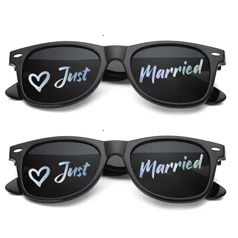 Sonnenbrille für Fotobox Hochzeit Gastgeschenk Deko für Hochzeitsgeschenk Just Married Brille Spaßbrille für lustige Fotos Hologramm