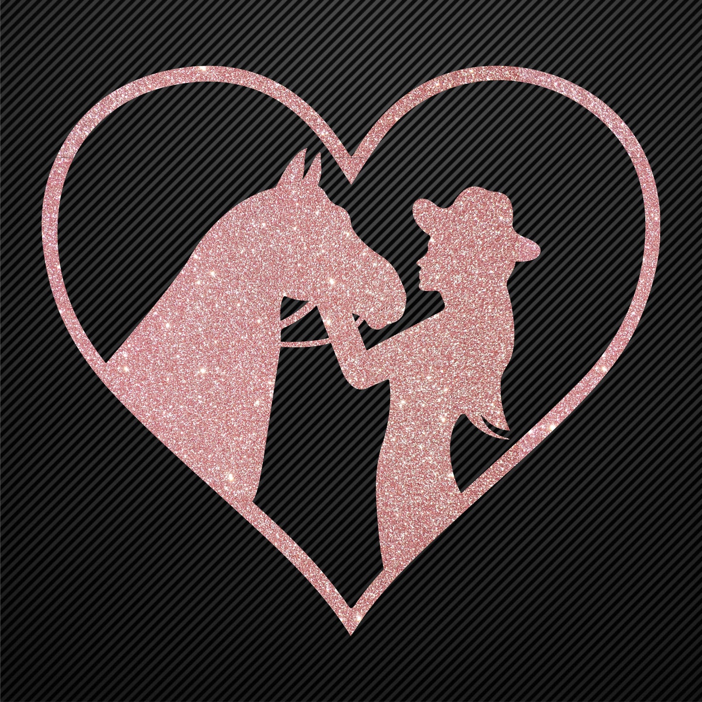 Glitzerdeals Bügelmotiv Cowgirl Aufbügler Pferd und Mädchen im Herz Glitzer Bügelbild Glitter Pferde Bügelmotiv Reiterin Glitzerbild