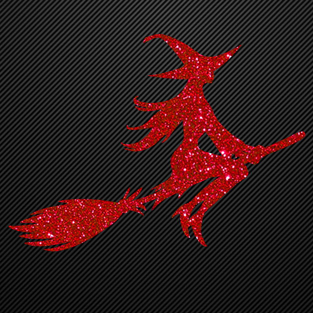 Glitzerdeals Bügelmotiv Hexe auf Besen Glitzer Aufbügler Skull Bügelbild Glitter Bügelmotiv Hexen Glitzerbild Hexe zum Aufbügeln