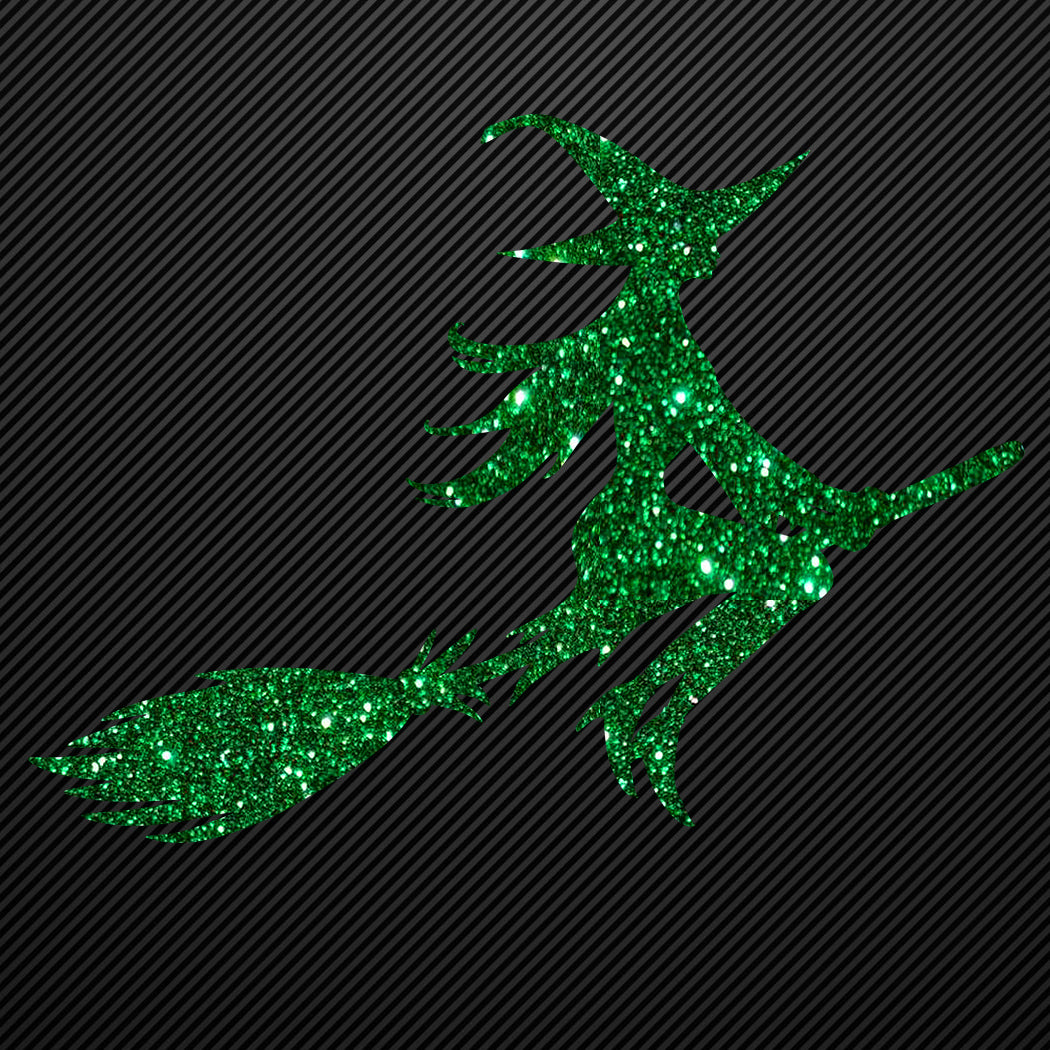 Glitzerdeals Bügelmotiv Hexe auf Besen Glitzer Aufbügler Skull Bügelbild Glitter Bügelmotiv Hexen Glitzerbild Hexe zum Aufbügeln
