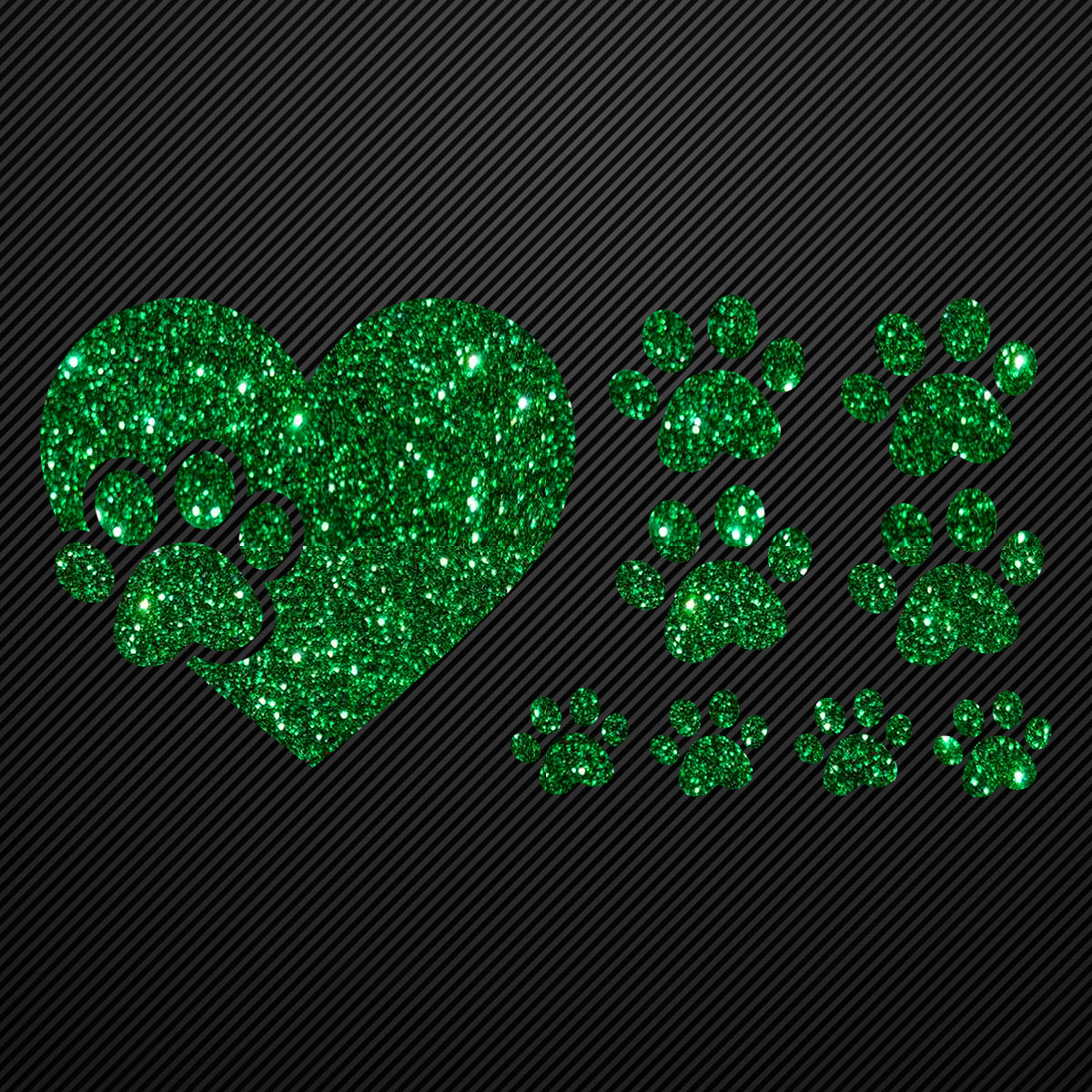 Glitzerdeals Bügelbild Glitzer Pfoten zum Aufbügeln Aufbügler Pfote im Herz Bügelmotiv Glitter Set Glitzerbild Bügelbilder mit Glitzer