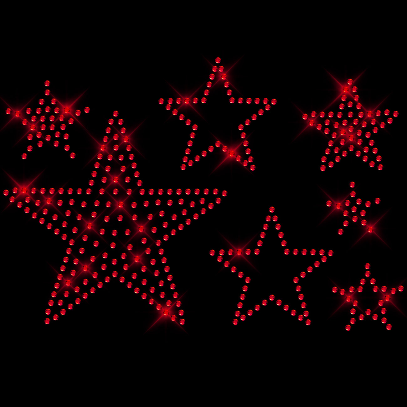 Glitzerdeals Bügelbild Strass Sterne Set A5 rot Stern Strassmotiv zum Aufbügeln Sterne Bügelmotiv für Textilien Strass Aufbügler