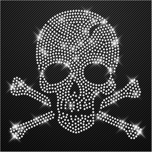Strass Bügelbild Totenkopf Strassmotiv zum Aufbügeln Aufbügler Skull Hotfix iron-on-rhinestone transfer Bügelmotiv kristall Schädel Glitzer