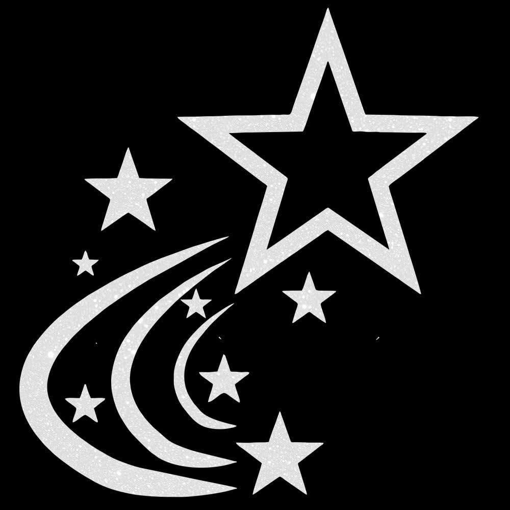 Glitzerdeals Bügelbild Glitzer Sternschnuppe und Sterne Sternenschweif Glitzerbild zum Aufbügeln Sternschnuppe Glitzerflex Sterne Bling Aufbügler Sternschnuppe