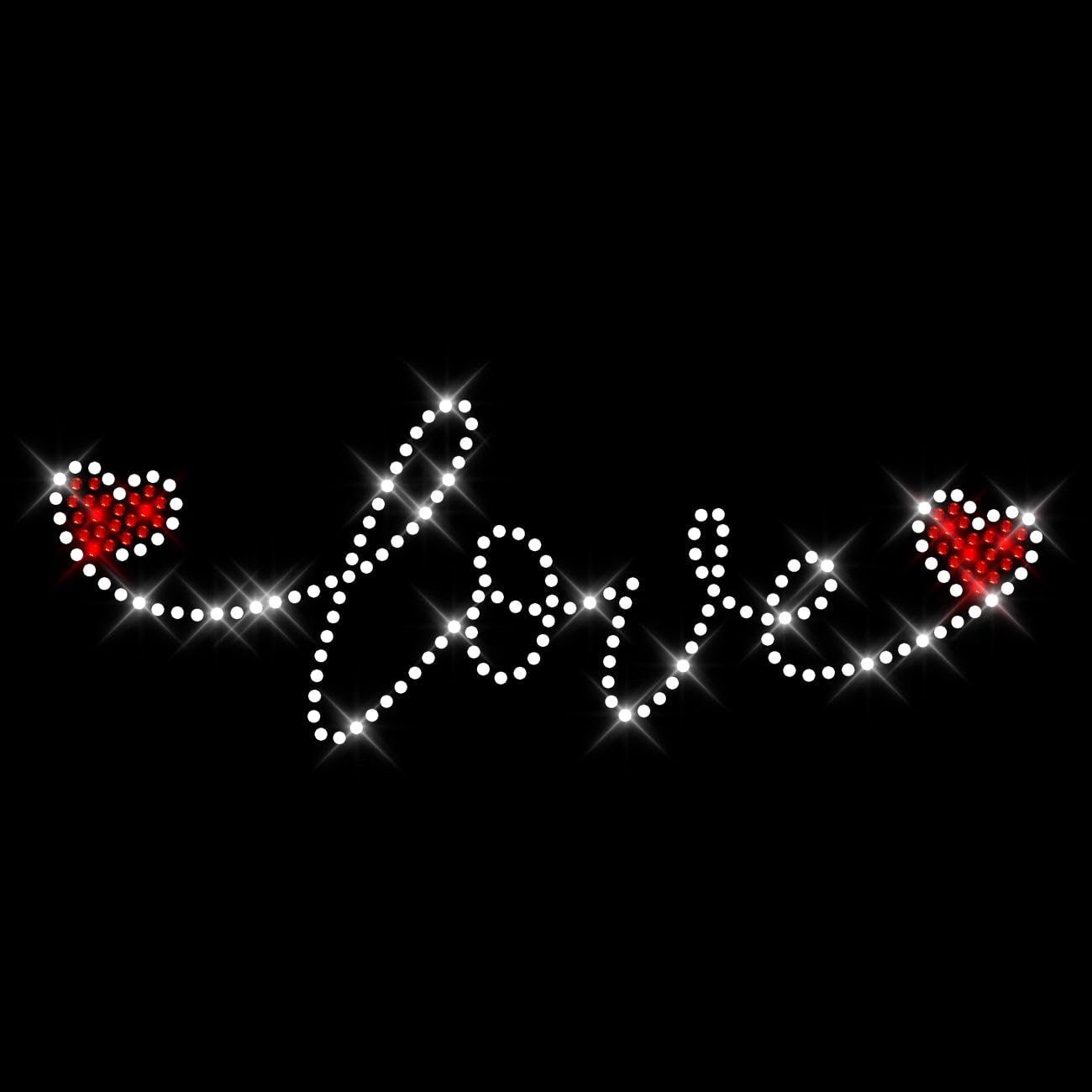 Glitzerdeals Bügelbild Strass Love Schrifzug mit Herzen Strassmotiv zum Aufbügeln Love Bügelmotiv Herzen Strass Aufbügler Love