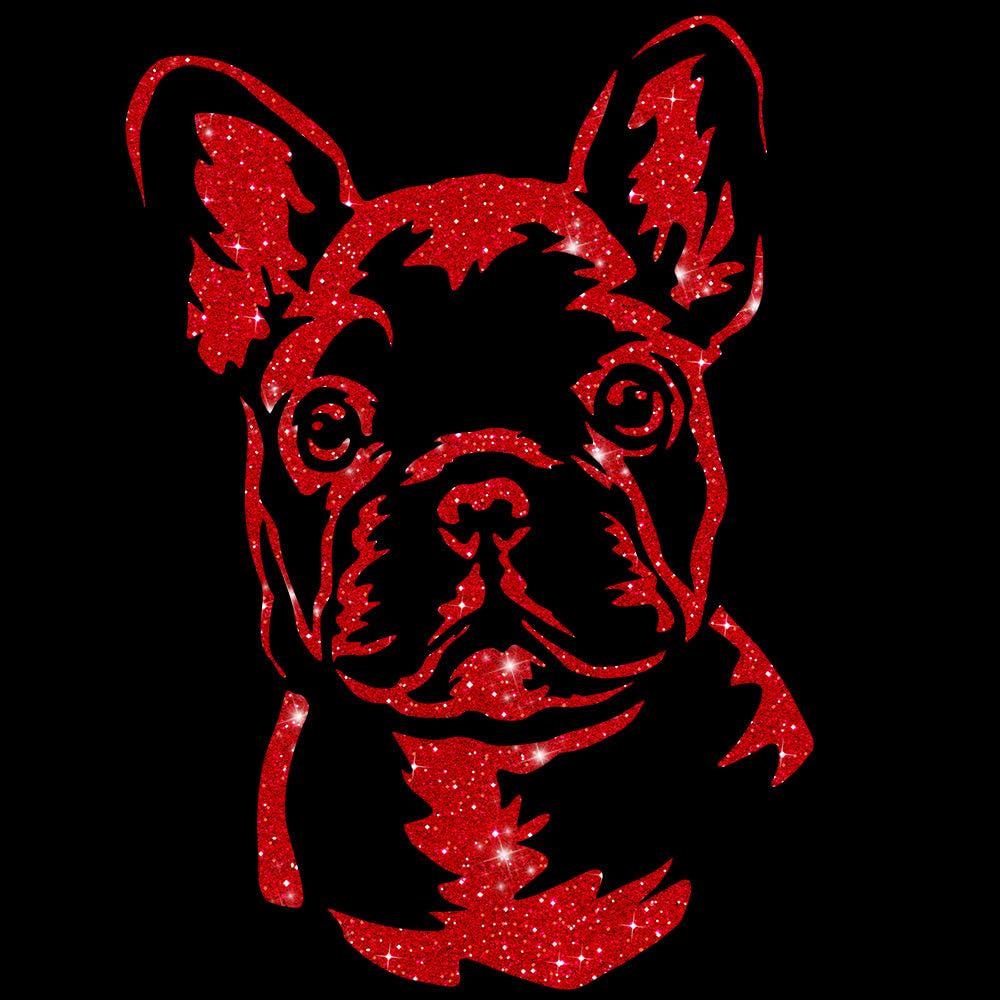 Glitzerdeals Bügelbild Glitzer Französiche Bulldogge Frenchie Aufbügler Französiche Bulldogge Glitzerbild zum Aufbügeln Glitzerflex Frenchie Bling
