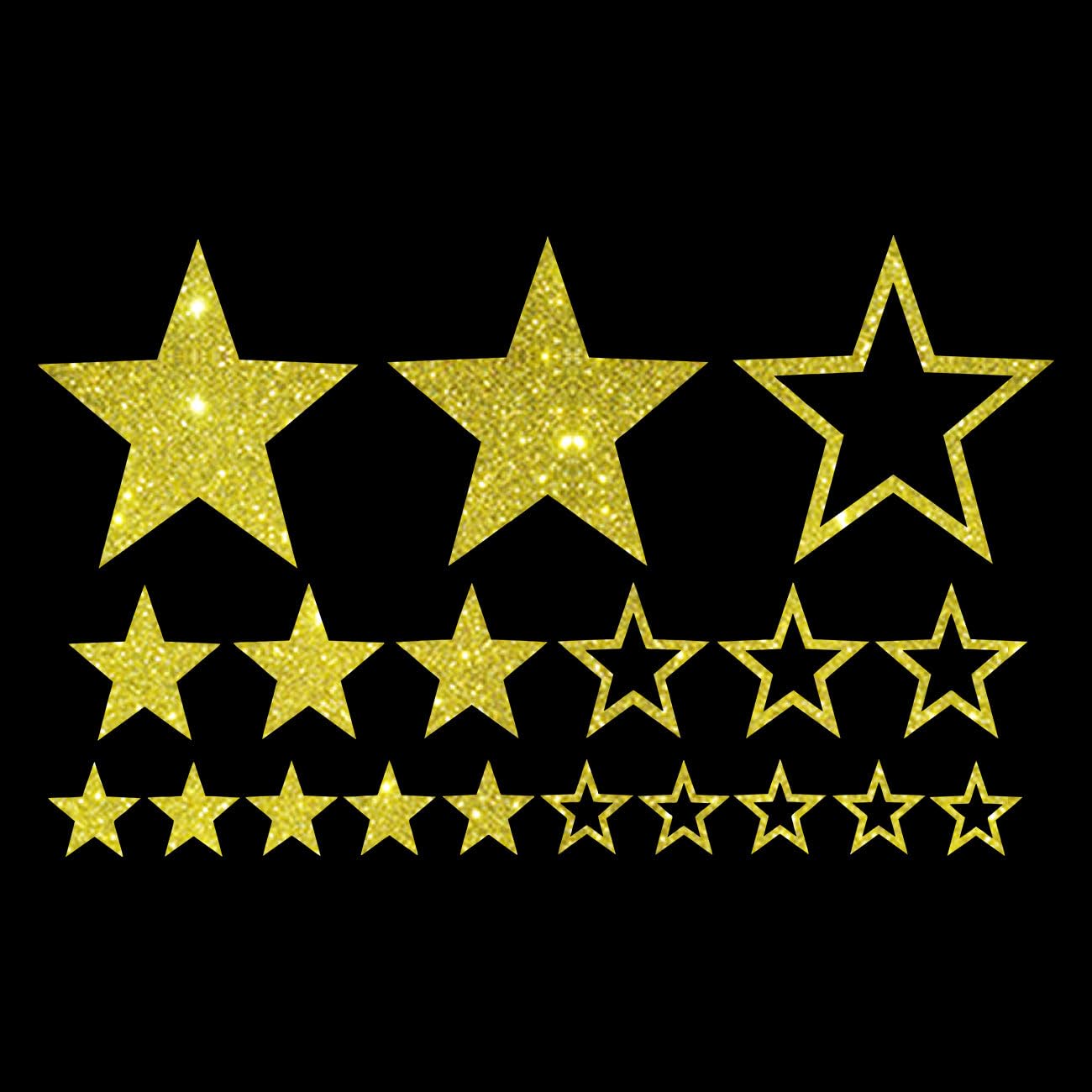 Glitzerdeals Bügelbild Glitzer Sterne im Set Glitzerbild zum Aufbügeln Sterne Glitzerflex Stern Bling Aufbügler Sterne