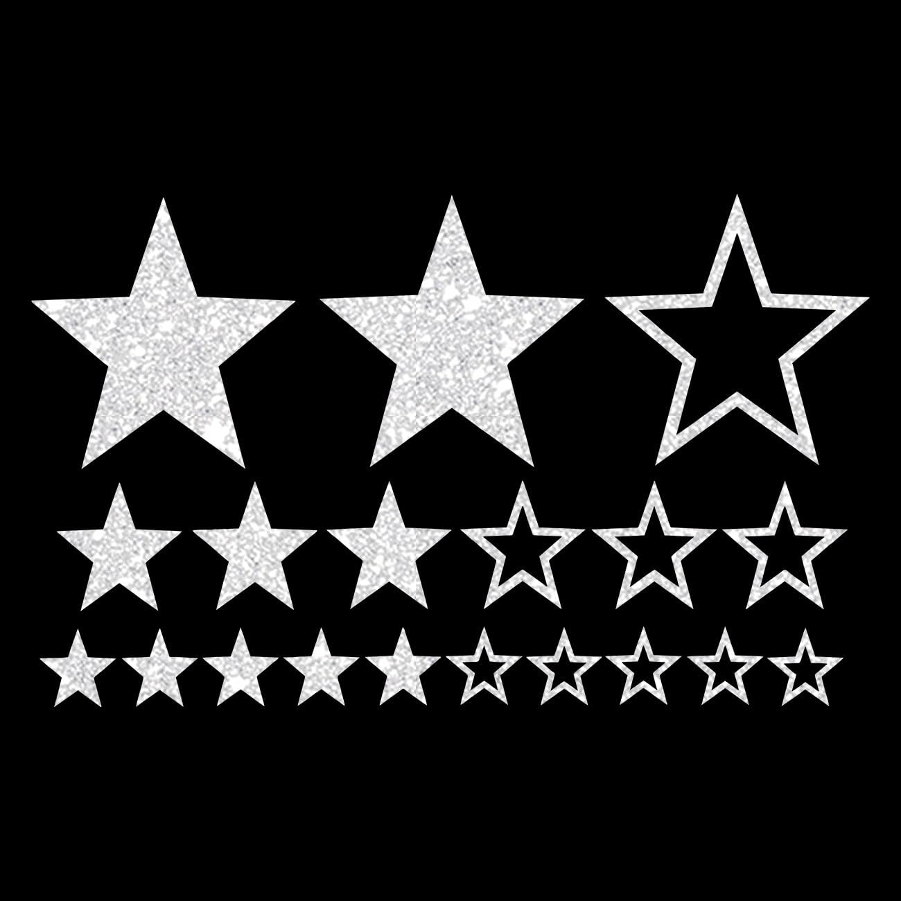 Glitzerdeals Bügelbild Glitzer Sterne im Set Glitzerbild zum Aufbügeln Sterne Glitzerflex Stern Bling Aufbügler Sterne