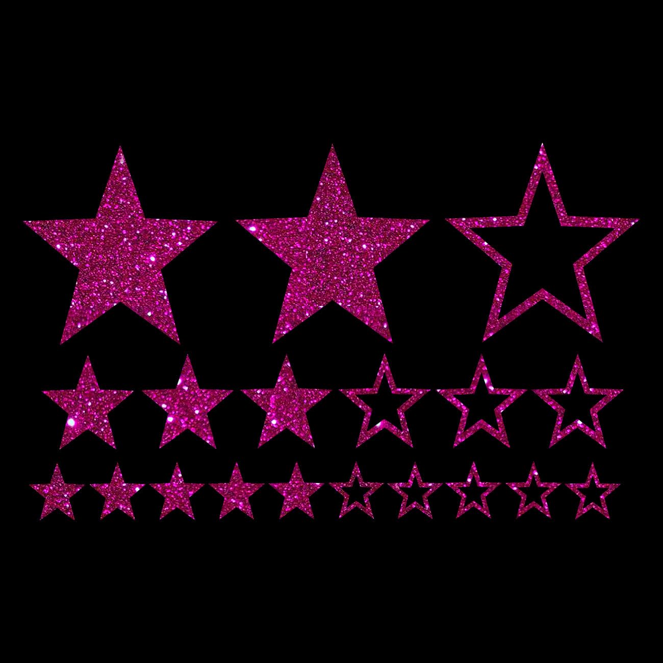 Glitzerdeals Bügelbild Glitzer Sterne im Set Glitzerbild zum Aufbügeln Sterne Glitzerflex Stern Bling Aufbügler Sterne