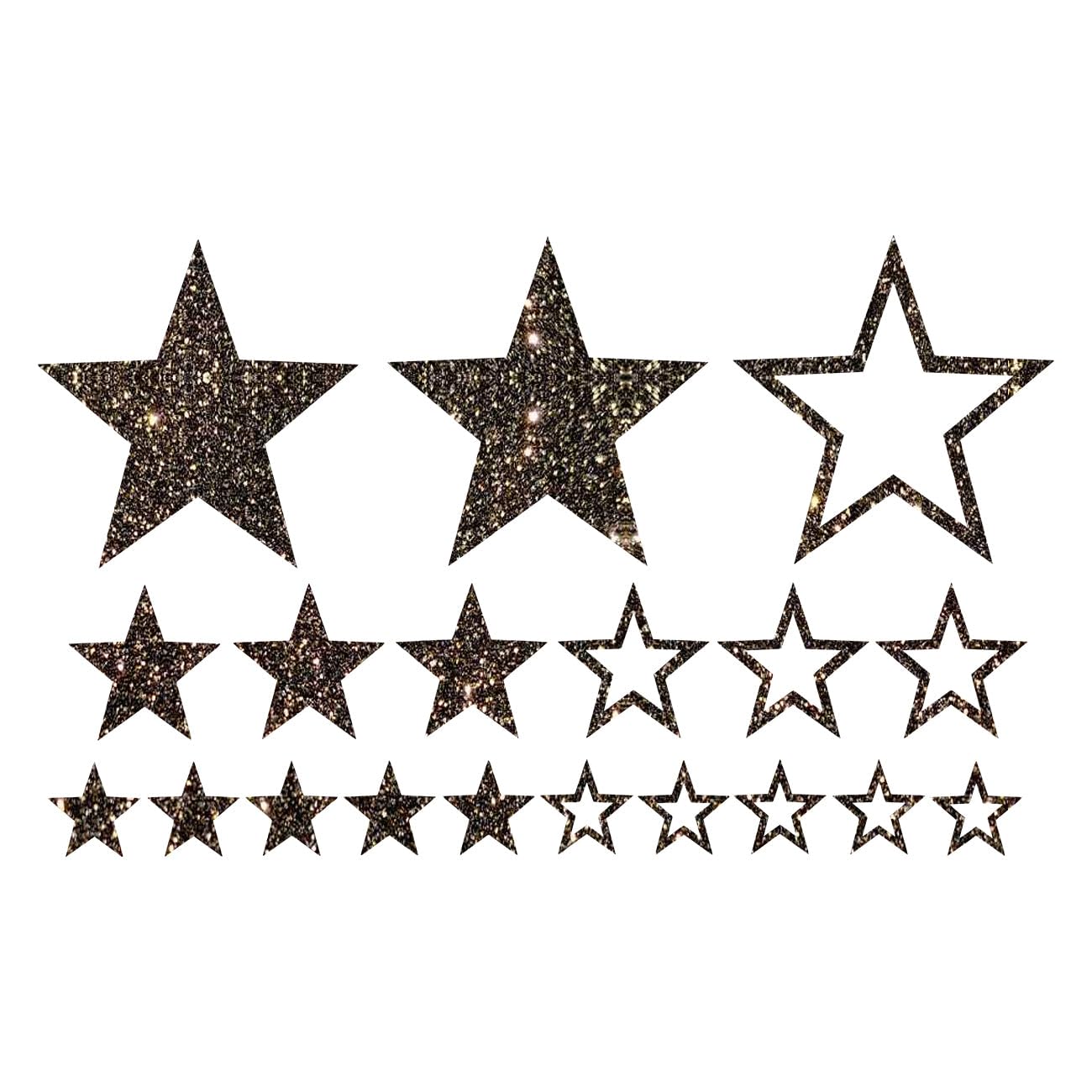 Glitzerdeals Bügelbild Glitzer Sterne im Set Glitzerbild zum Aufbügeln Sterne Glitzerflex Stern Bling Aufbügler Sterne