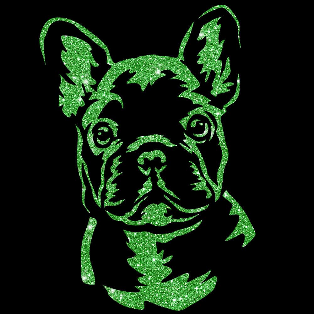 Glitzerdeals Bügelbild Glitzer Französiche Bulldogge Frenchie Aufbügler Französiche Bulldogge Glitzerbild zum Aufbügeln Glitzerflex Frenchie Bling