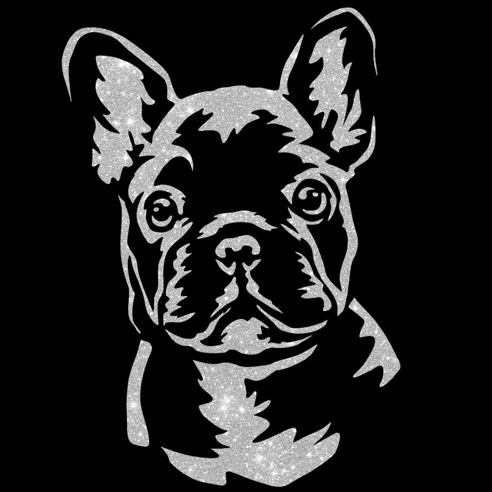 Glitzerdeals Bügelbild Glitzer Französiche Bulldogge Frenchie Aufbügler Französiche Bulldogge Glitzerbild zum Aufbügeln Glitzerflex Frenchie Bling