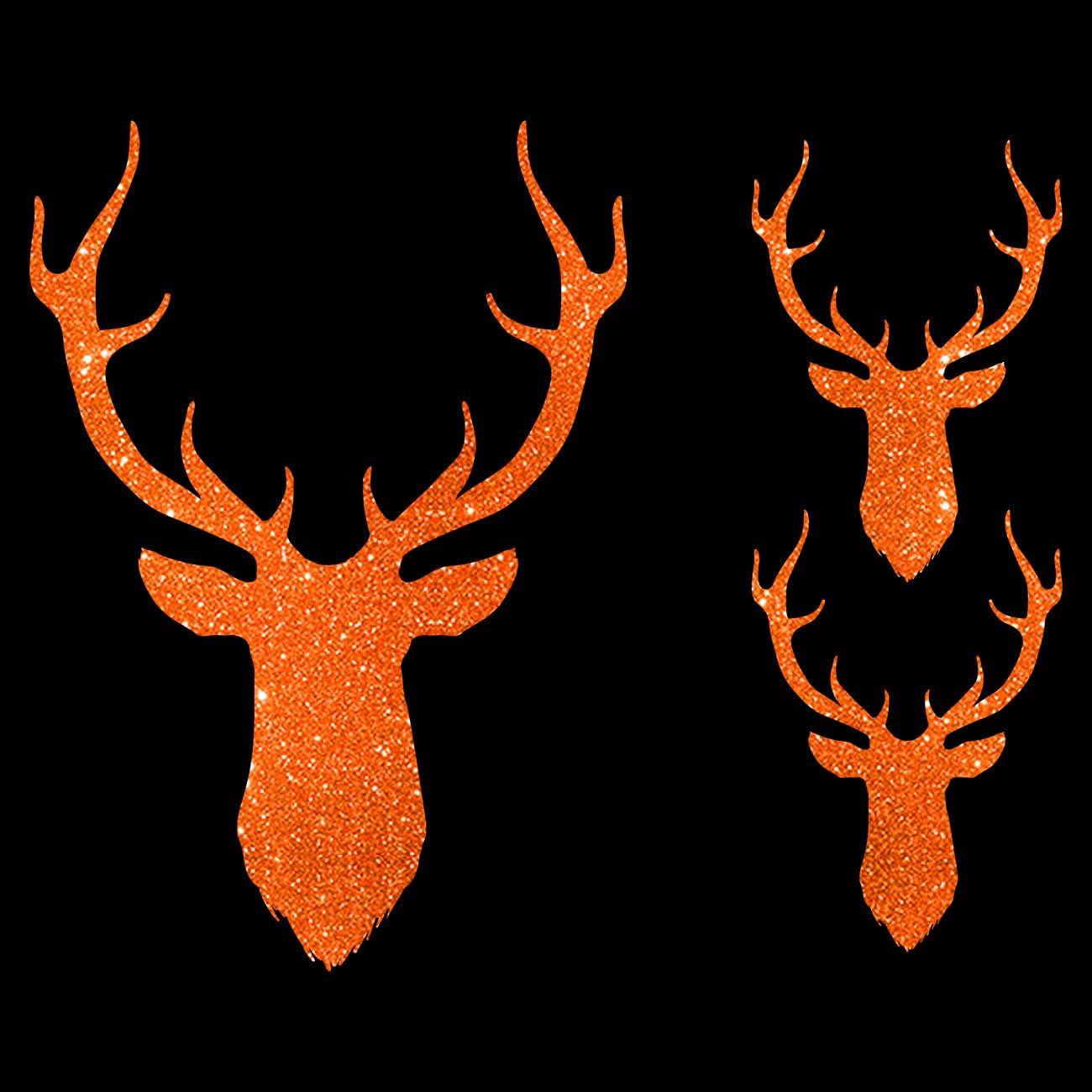 Glitzerdeals Bügelbild Glitzer Hirsch Silhouetten 3er Set Oktoberfest Glitzerbild zum Aufbügeln Hirsch Glitzerflex Oktoberfest Bling Aufbügler Hirsch