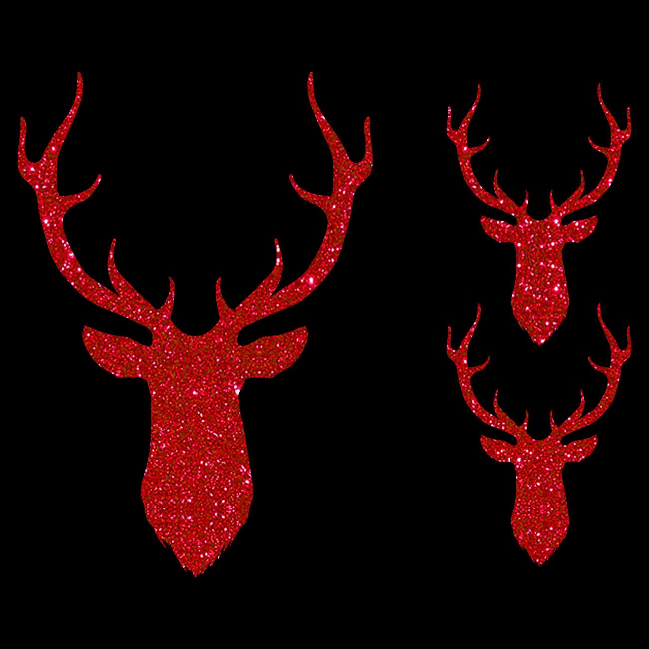 Glitzerdeals Bügelbild Glitzer Hirsch Silhouetten 3er Set Oktoberfest Glitzerbild zum Aufbügeln Hirsch Glitzerflex Oktoberfest Bling Aufbügler Hirsch