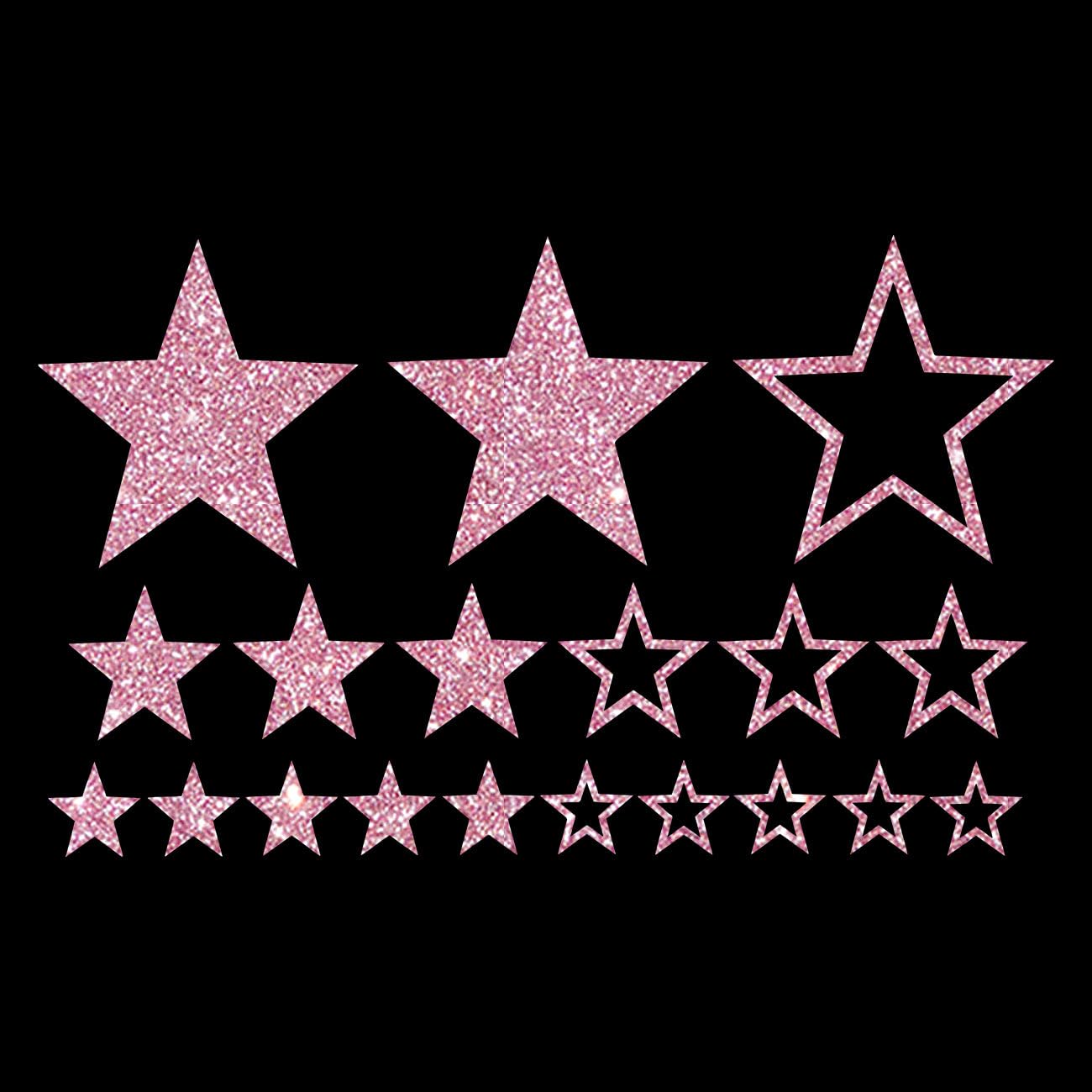 Glitzerdeals Bügelbild Glitzer Sterne im Set Glitzerbild zum Aufbügeln Sterne Glitzerflex Stern Bling Aufbügler Sterne