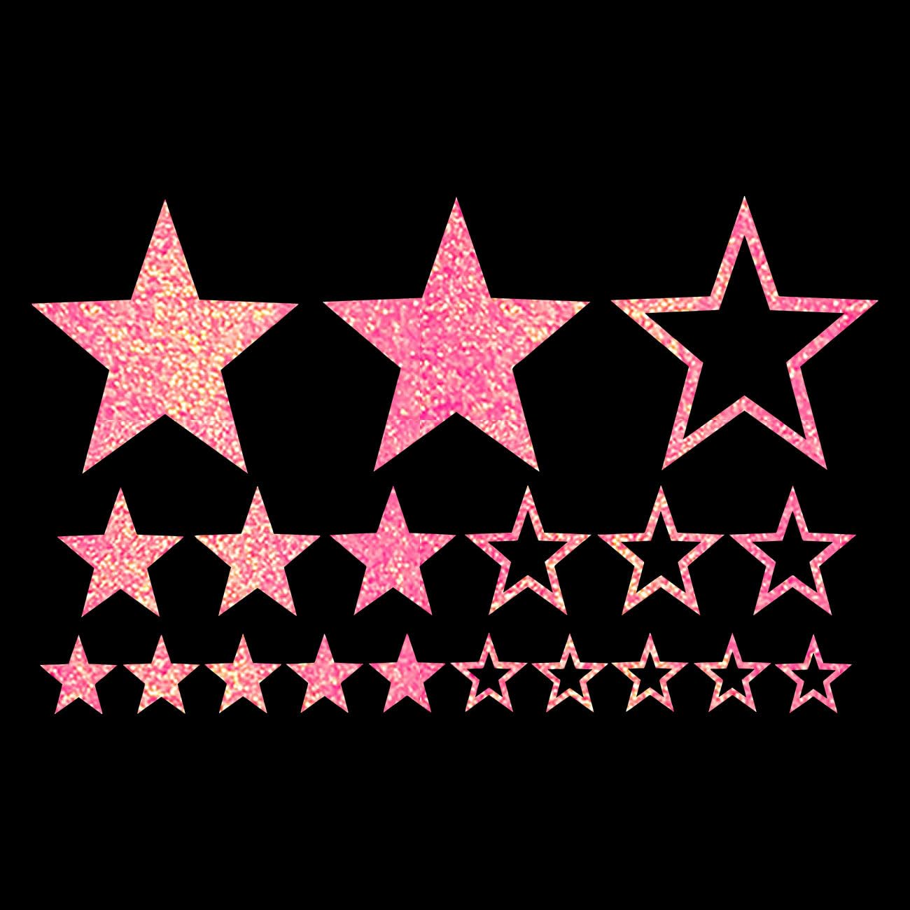 Glitzerdeals Bügelbild Glitzer Sterne im Set Glitzerbild zum Aufbügeln Sterne Glitzerflex Stern Bling Aufbügler Sterne