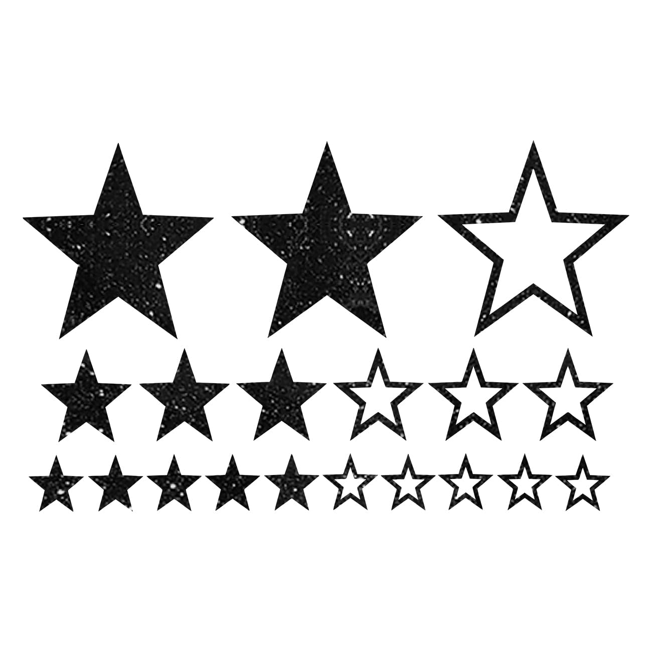 Glitzerdeals Bügelbild Glitzer Sterne im Set Glitzerbild zum Aufbügeln Sterne Glitzerflex Stern Bling Aufbügler Sterne