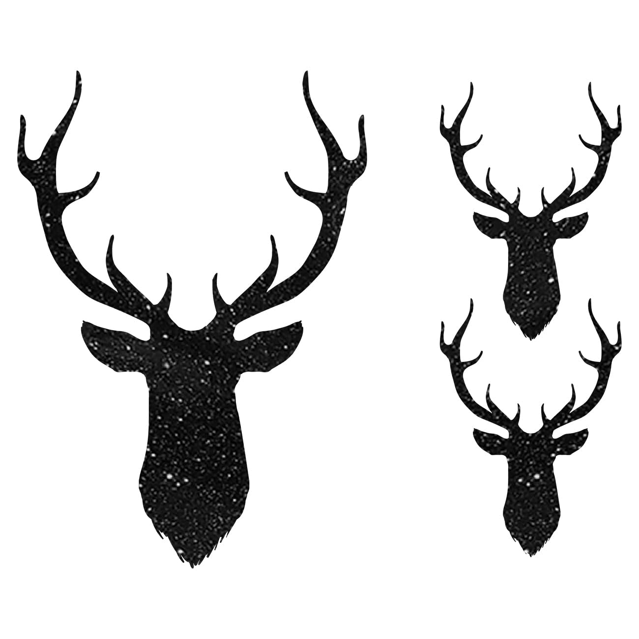 Glitzerdeals Bügelbild Glitzer Hirsch Silhouetten 3er Set Oktoberfest Glitzerbild zum Aufbügeln Hirsch Glitzerflex Oktoberfest Bling Aufbügler Hirsch