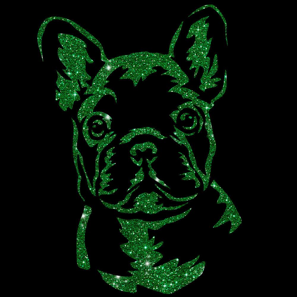 Glitzerdeals Bügelbild Glitzer Französiche Bulldogge Frenchie Aufbügler Französiche Bulldogge Glitzerbild zum Aufbügeln Glitzerflex Frenchie Bling