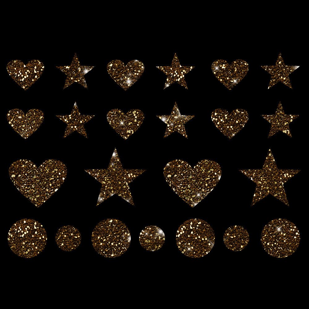 Glitzerdeals Bügelbild Glitzer Herzen Sterne Punkte Karneval Glitzer Glitzerbild zum Aufbügeln Herzen Glitzerflex Sterne Bling Aufbügler Herzen