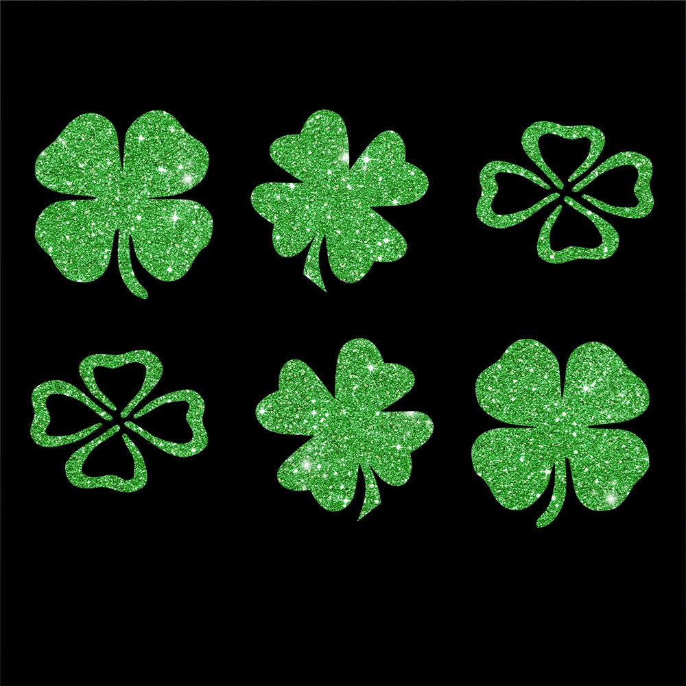 Glitzerdeals Bügelbild Glitzer Kleeblätter Glitter Kleeblatt Set Glitzerbild zum Aufbügeln Kleeblatt Glitzerflex Glücksblatt Bling Aufbügler Kleeblatt