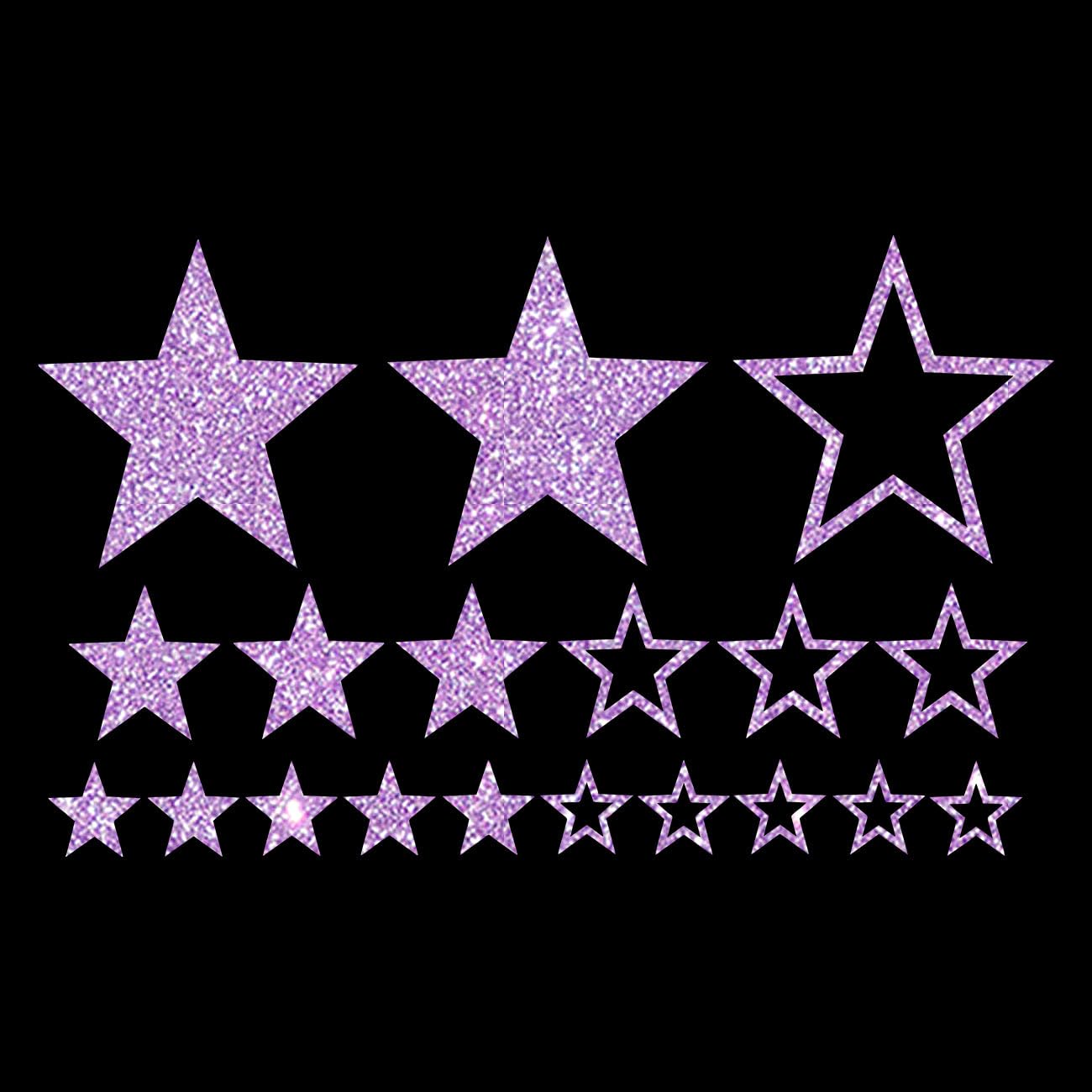 Glitzerdeals Bügelbild Glitzer Sterne im Set Glitzerbild zum Aufbügeln Sterne Glitzerflex Stern Bling Aufbügler Sterne