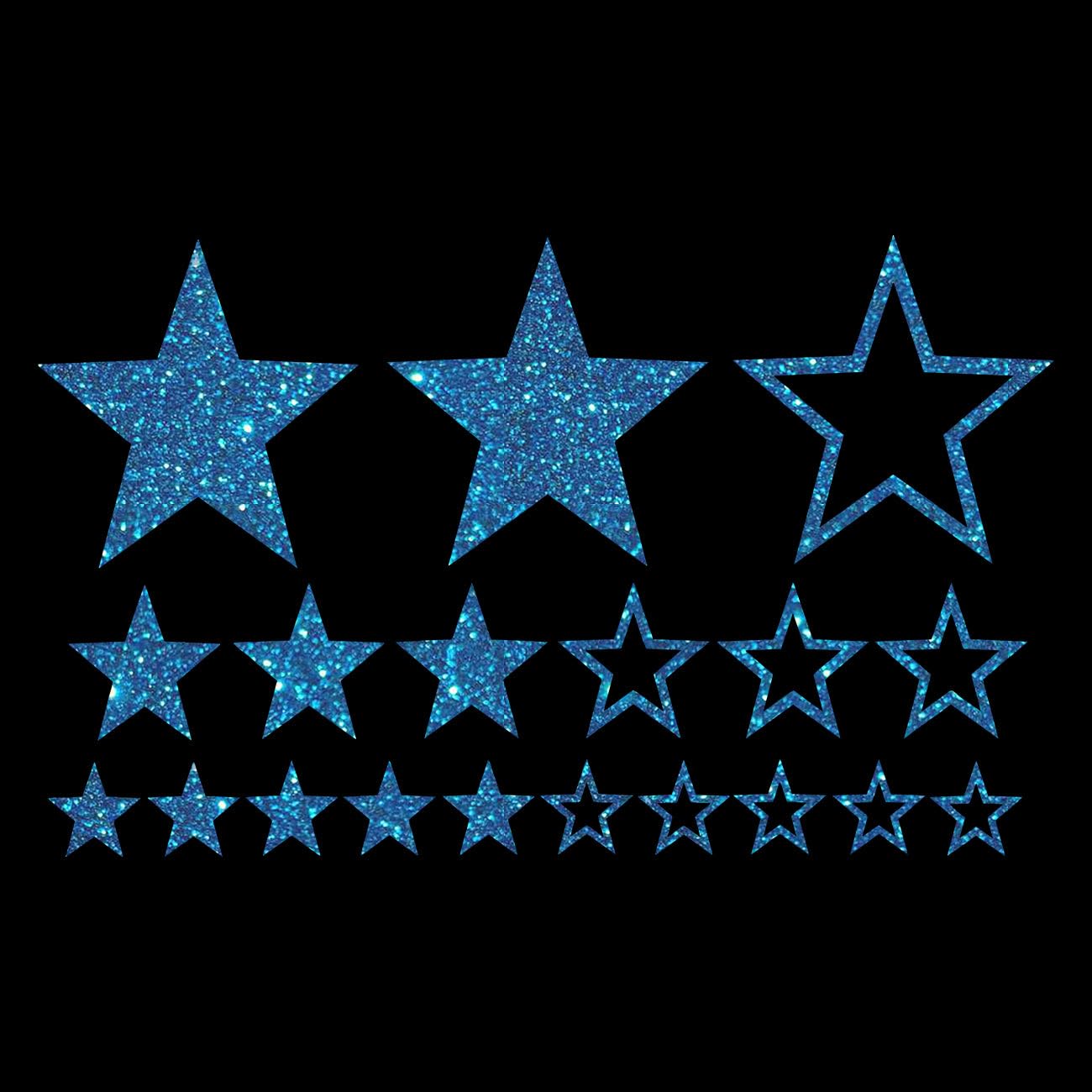 Glitzerdeals Bügelbild Glitzer Sterne im Set Glitzerbild zum Aufbügeln Sterne Glitzerflex Stern Bling Aufbügler Sterne