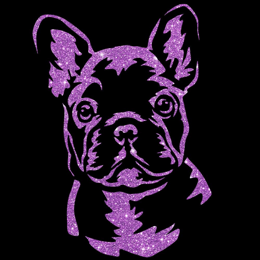 Glitzerdeals Bügelbild Glitzer Französiche Bulldogge Frenchie Aufbügler Französiche Bulldogge Glitzerbild zum Aufbügeln Glitzerflex Frenchie Bling