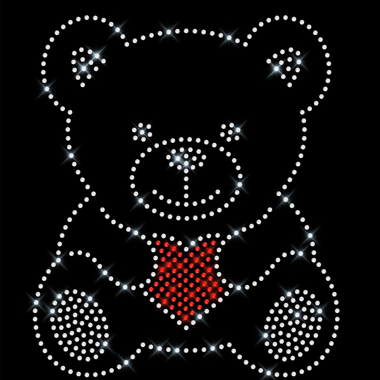 Glitzerdeals Bügelbild aus Strass Teddybär mit Herz Glitzerbild zum Aufbügeln Bär Strassmotiv Teddy Aufbügler Glitzer Bär