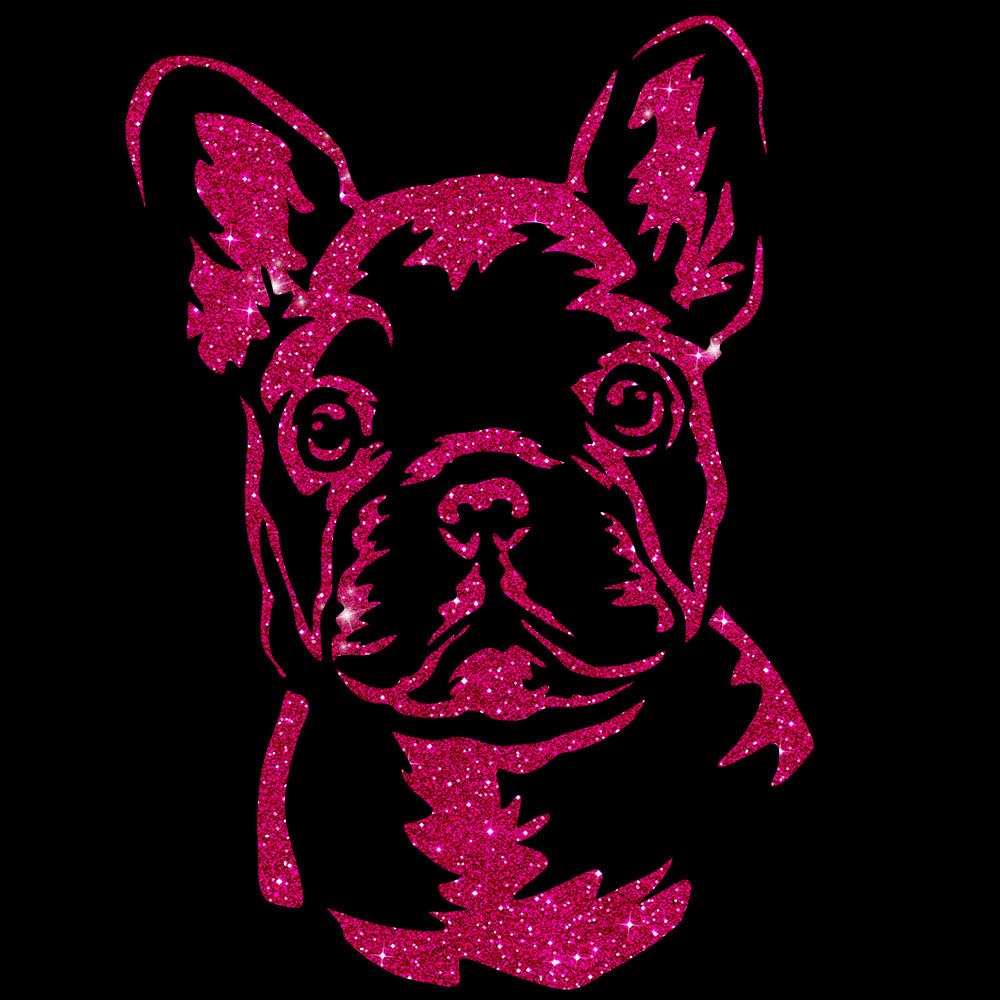 Glitzerdeals Bügelbild Glitzer Französiche Bulldogge Frenchie Aufbügler Französiche Bulldogge Glitzerbild zum Aufbügeln Glitzerflex Frenchie Bling
