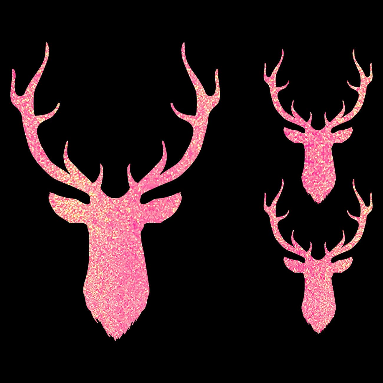 Glitzerdeals Bügelbild Glitzer Hirsch Silhouetten 3er Set Oktoberfest Glitzerbild zum Aufbügeln Hirsch Glitzerflex Oktoberfest Bling Aufbügler Hirsch