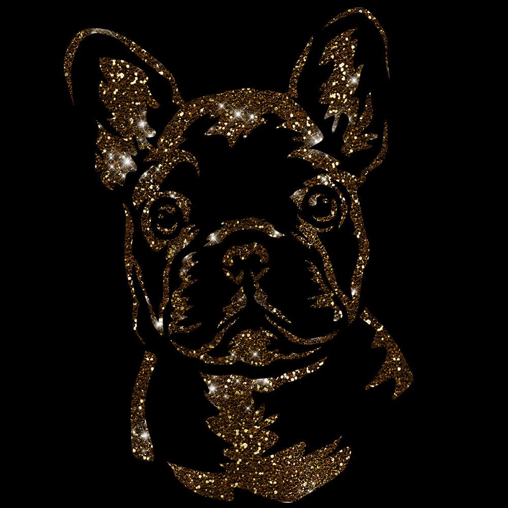Glitzerdeals Bügelbild Glitzer Französiche Bulldogge Frenchie Aufbügler Französiche Bulldogge Glitzerbild zum Aufbügeln Glitzerflex Frenchie Bling