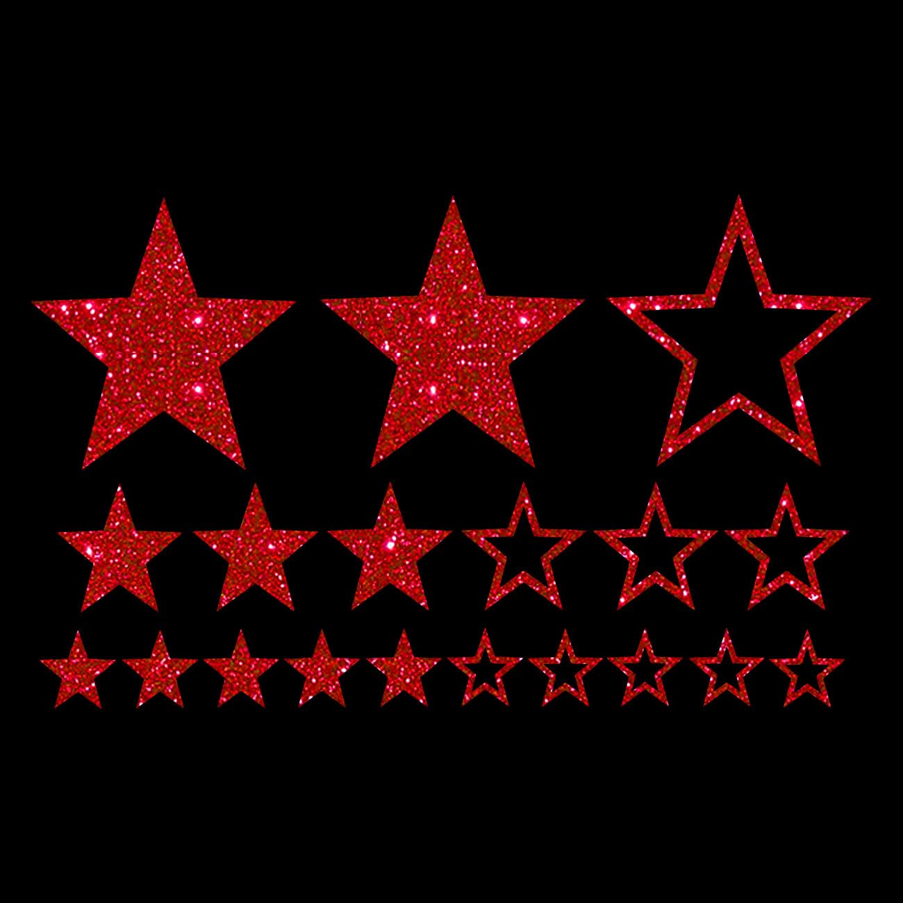 Glitzerdeals Bügelbild Glitzer Sterne im Set Glitzerbild zum Aufbügeln Sterne Glitzerflex Stern Bling Aufbügler Sterne