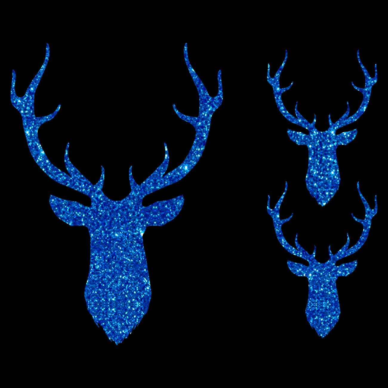 Glitzerdeals Bügelbild Glitzer Hirsch Silhouetten 3er Set Oktoberfest Glitzerbild zum Aufbügeln Hirsch Glitzerflex Oktoberfest Bling Aufbügler Hirsch