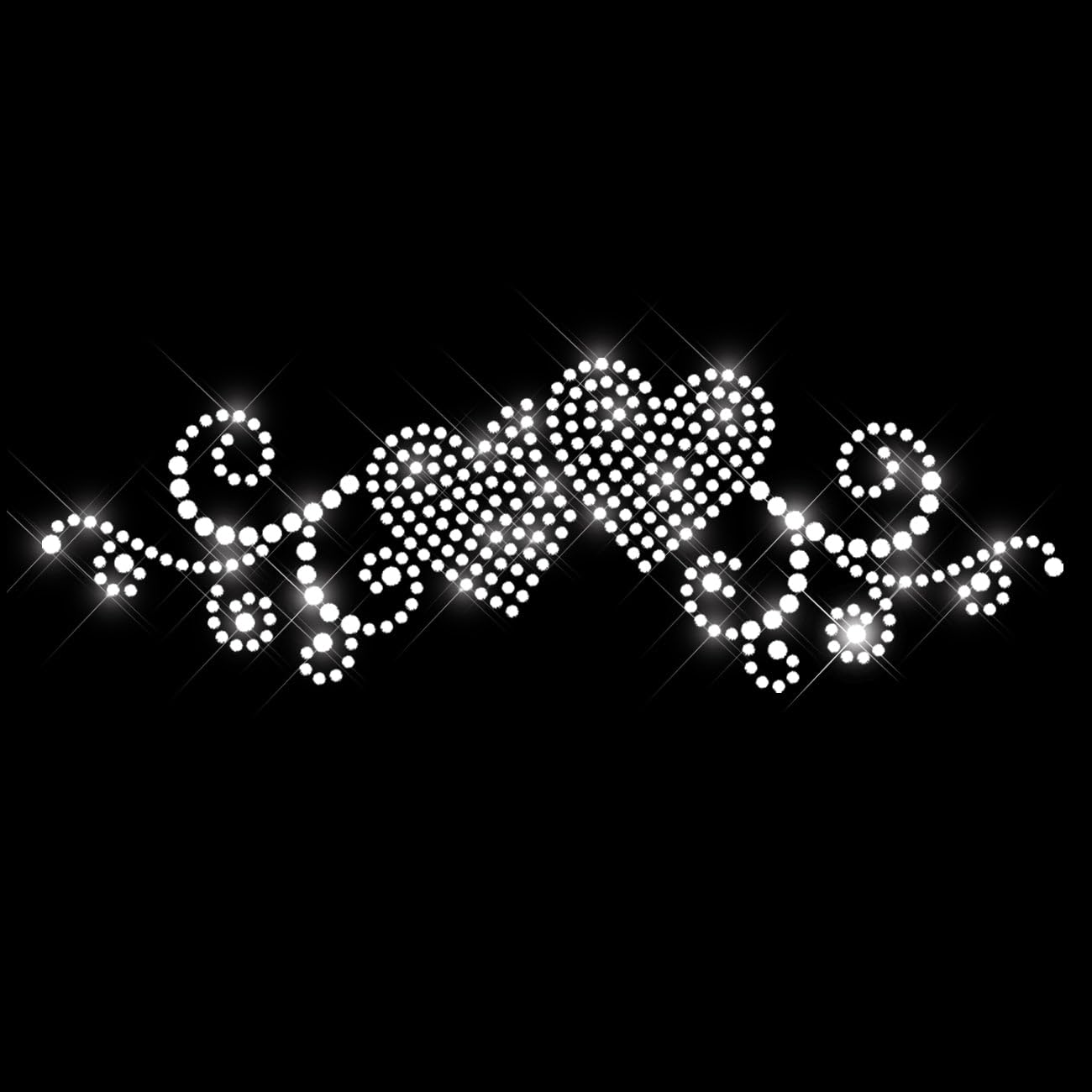 Glitzerdeals Bügelbild Strass Herzen mit Schnörkel kristall Strassmotiv zum Aufbügeln Herzen Bügelmotiv Herz Strass Aufbügler Herzen