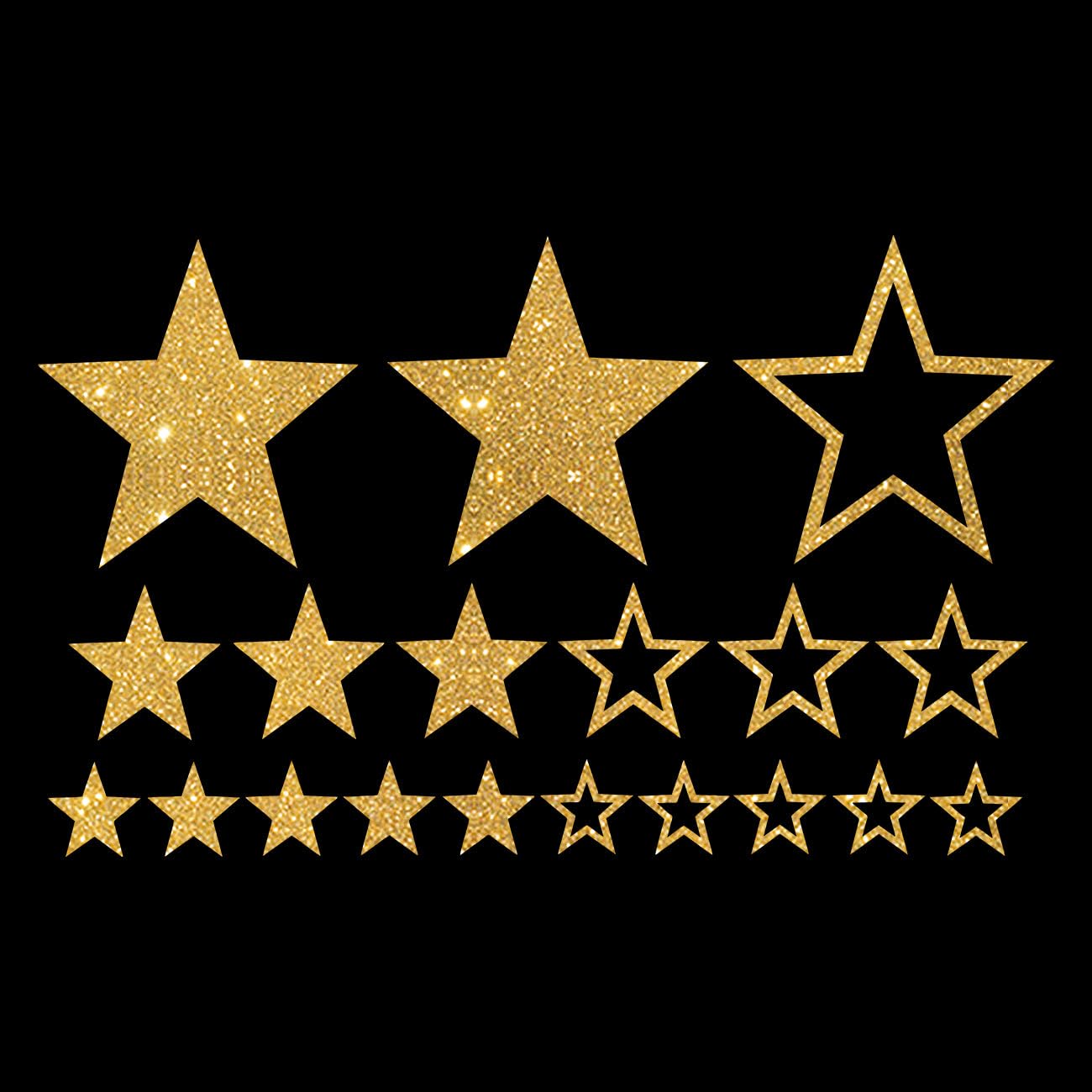 Glitzerdeals Bügelbild Glitzer Sterne im Set Glitzerbild zum Aufbügeln Sterne Glitzerflex Stern Bling Aufbügler Sterne