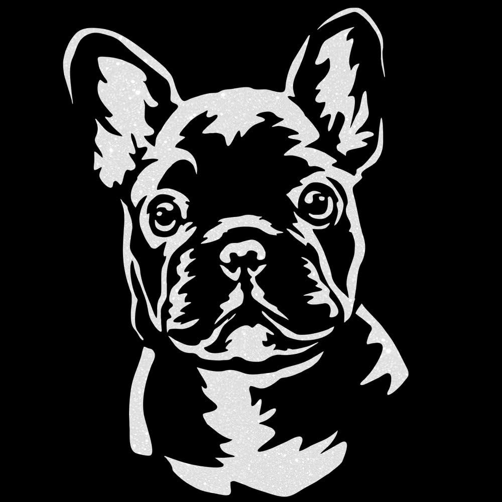 Glitzerdeals Bügelbild Glitzer Französiche Bulldogge Frenchie Aufbügler Französiche Bulldogge Glitzerbild zum Aufbügeln Glitzerflex Frenchie Bling