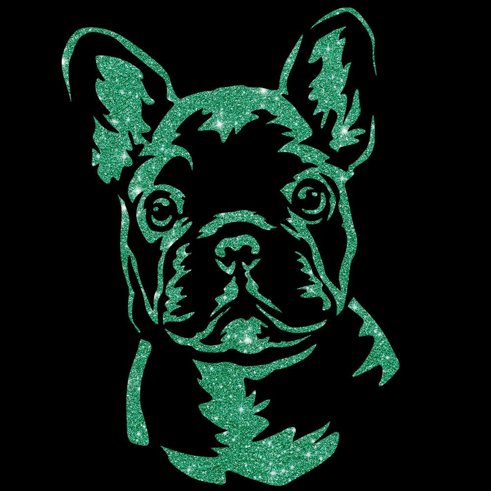 Glitzerdeals Bügelbild Glitzer Französiche Bulldogge Frenchie Aufbügler Französiche Bulldogge Glitzerbild zum Aufbügeln Glitzerflex Frenchie Bling